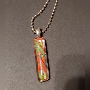 Glass Academy Handmade Pulled Glass Cane Twist Necklace